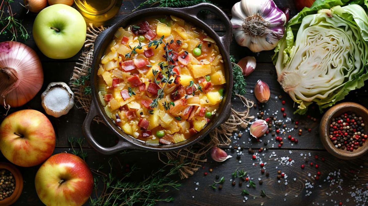 Chou et pomme : une harmonie automnale en cocotte