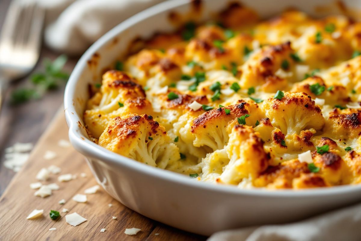 Gratin de chou-fleur sans béchamel : un plat réconfortant pour vos dîners