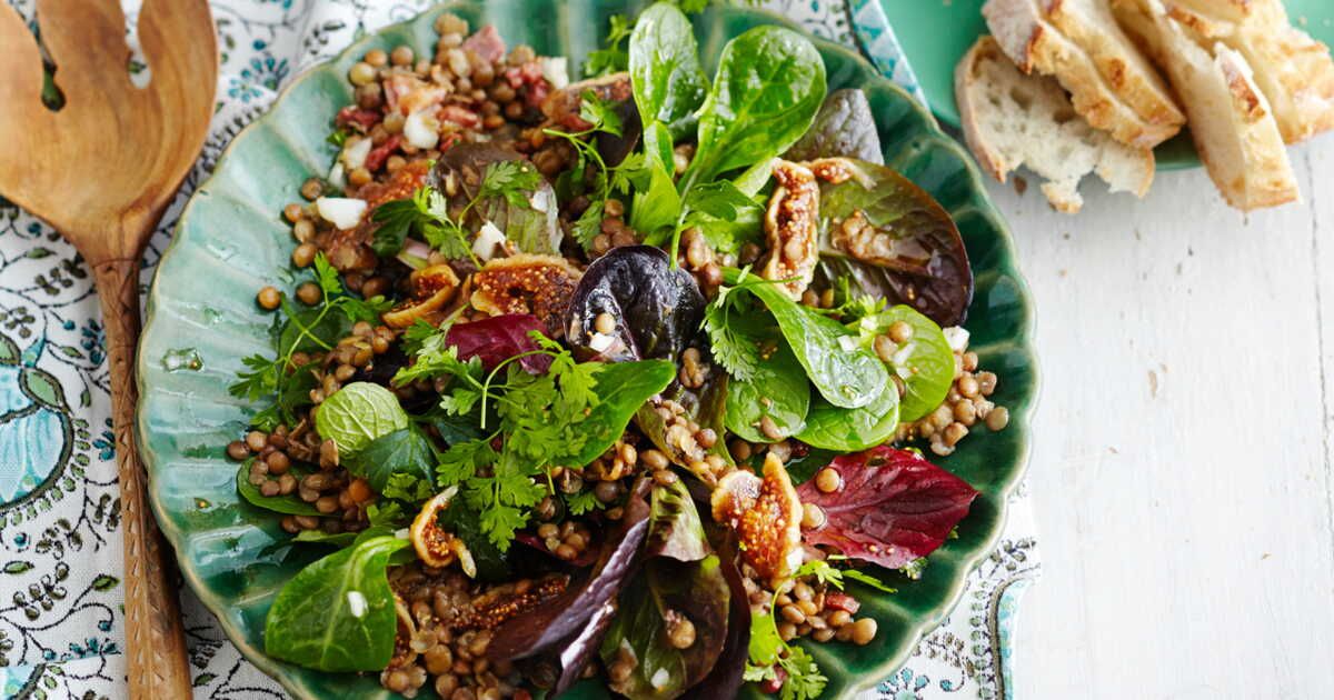 Salade de lentilles tièdes aux figues