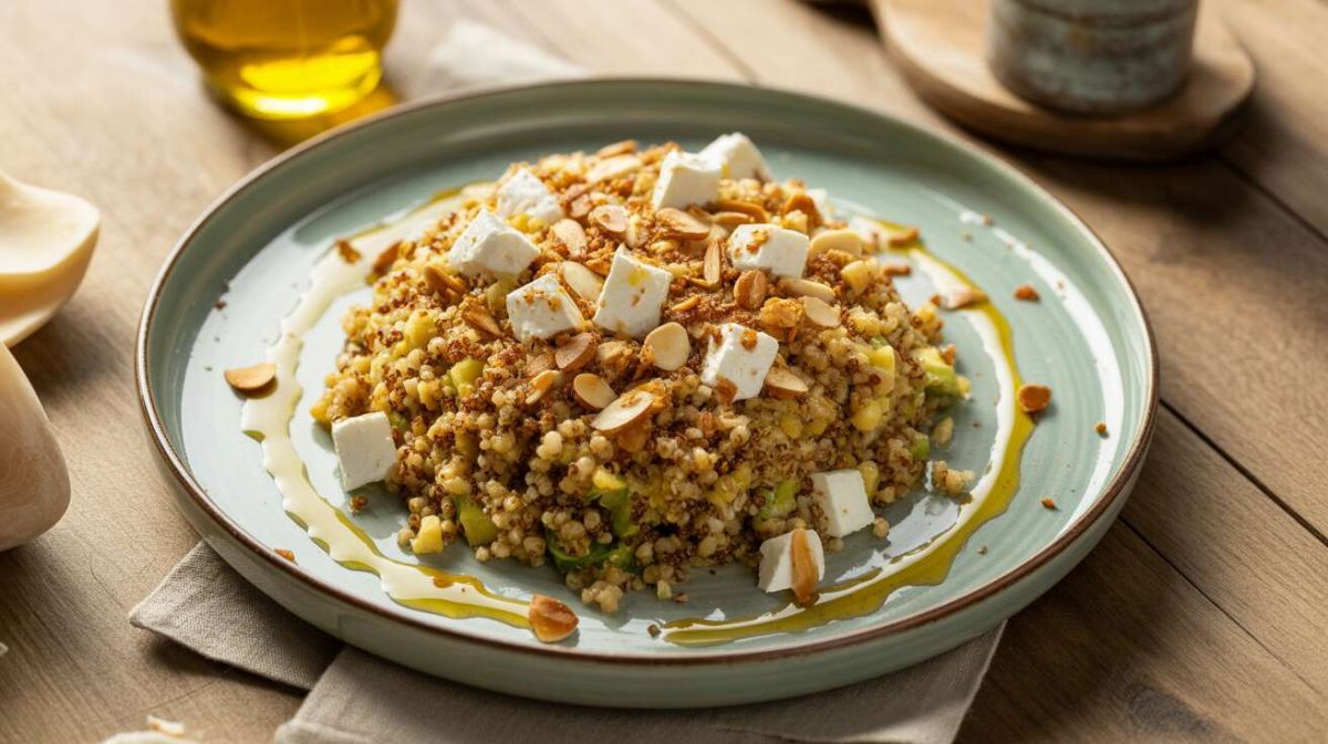 Découvrez cette salade complète aux céréales, légumes et fromage