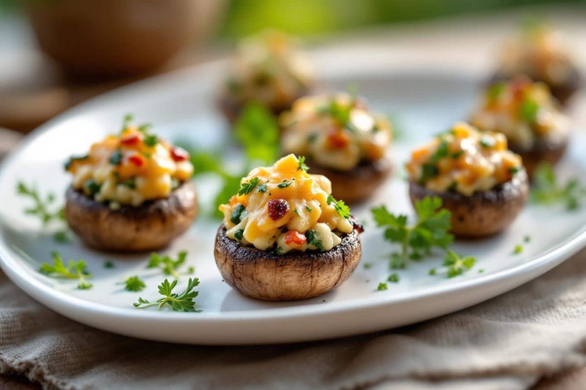 un apéritif enchanteur : des champignons farcis à partager