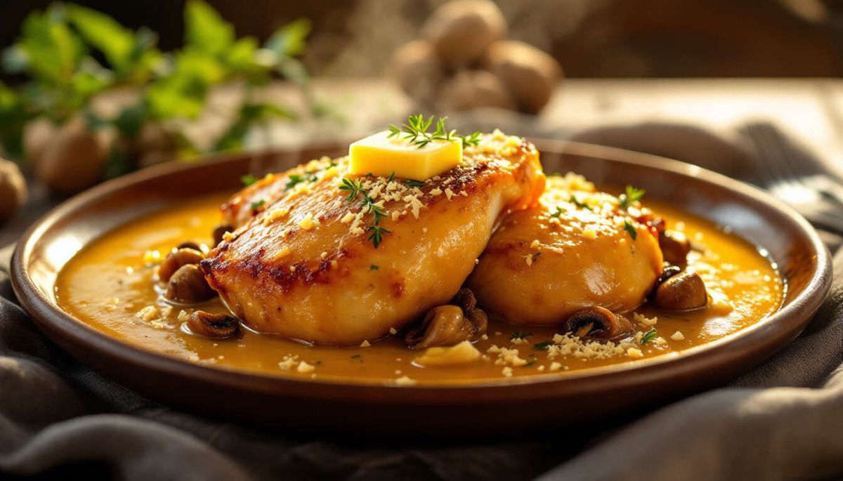 Découvrez le poulet au vin jaune et morilles dans une recette délicieuse